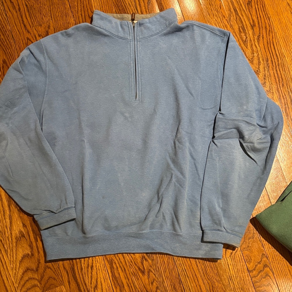 Peter Millar Men's Steel Blue Zip-Up Sweater